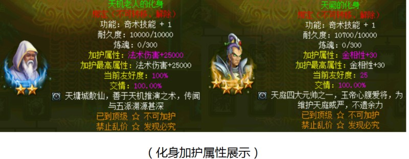 问道端游 化身加护属性